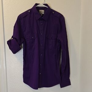 Express Purple Men's Utility Button-Down Shirt